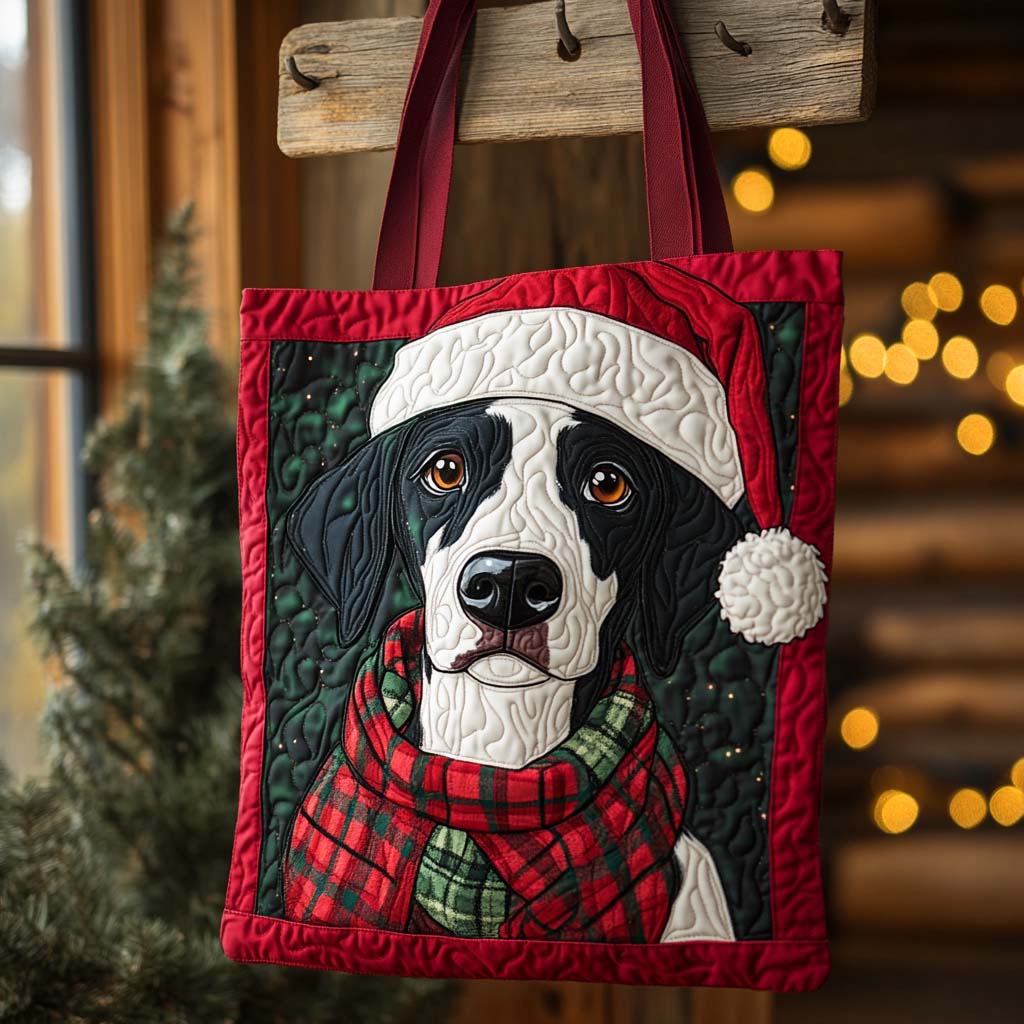 Santa Dalmatian Glow Quilted Tote Bag Top Design Tote Bag Awesome Dog Lover Gifts