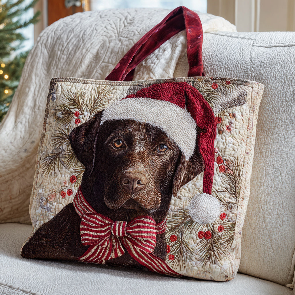 Santa Lab Quilted Tote Bag Women's Shoulder Handbags Gifts For Lab Lovers