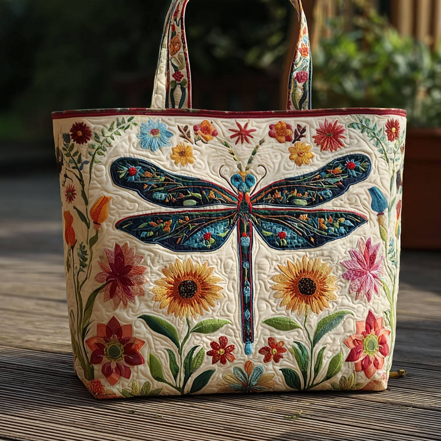 Sassy Flutter Quilted Tote Bag Best Women's Shoulder Bags Dragonfly Gifts For Girl