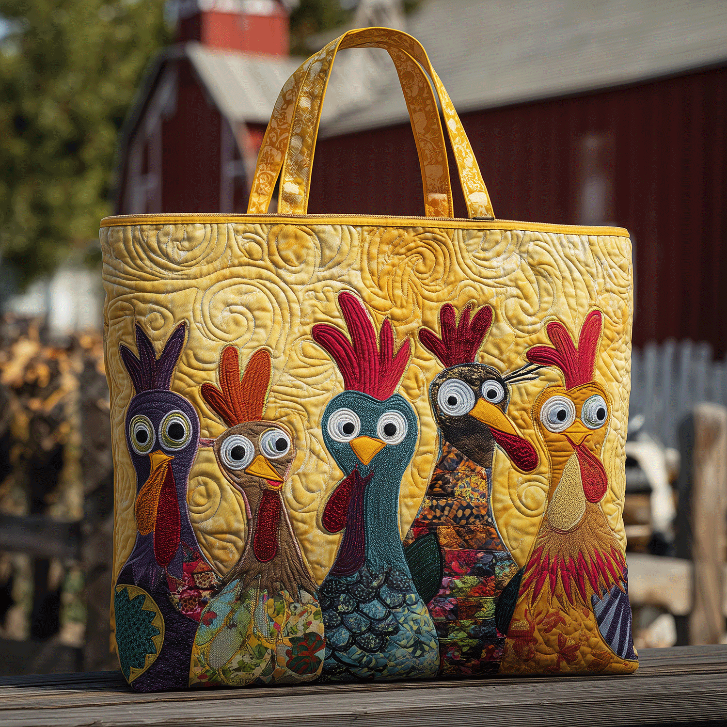 Sassy Rooster Crew Quilted Tote Bag Everyday Tote Bag Gifts For People Who Raise Chickens