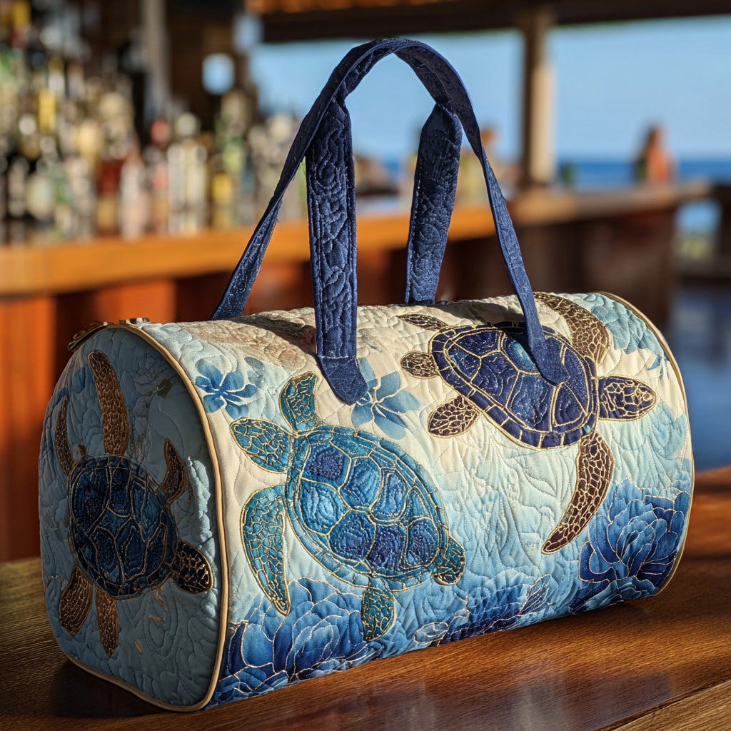 Sea Wanderer Quilted Duffle Bag Best Women's Travel Duffle Bag Sea Turtle Gifts For Mom
