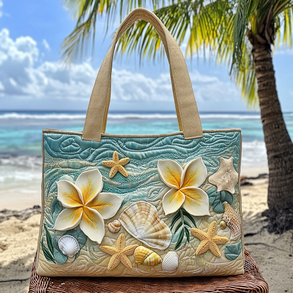 Seashell Garden Quilted Tote Bag Shoulder Bag Great Gifts For Beach Lovers