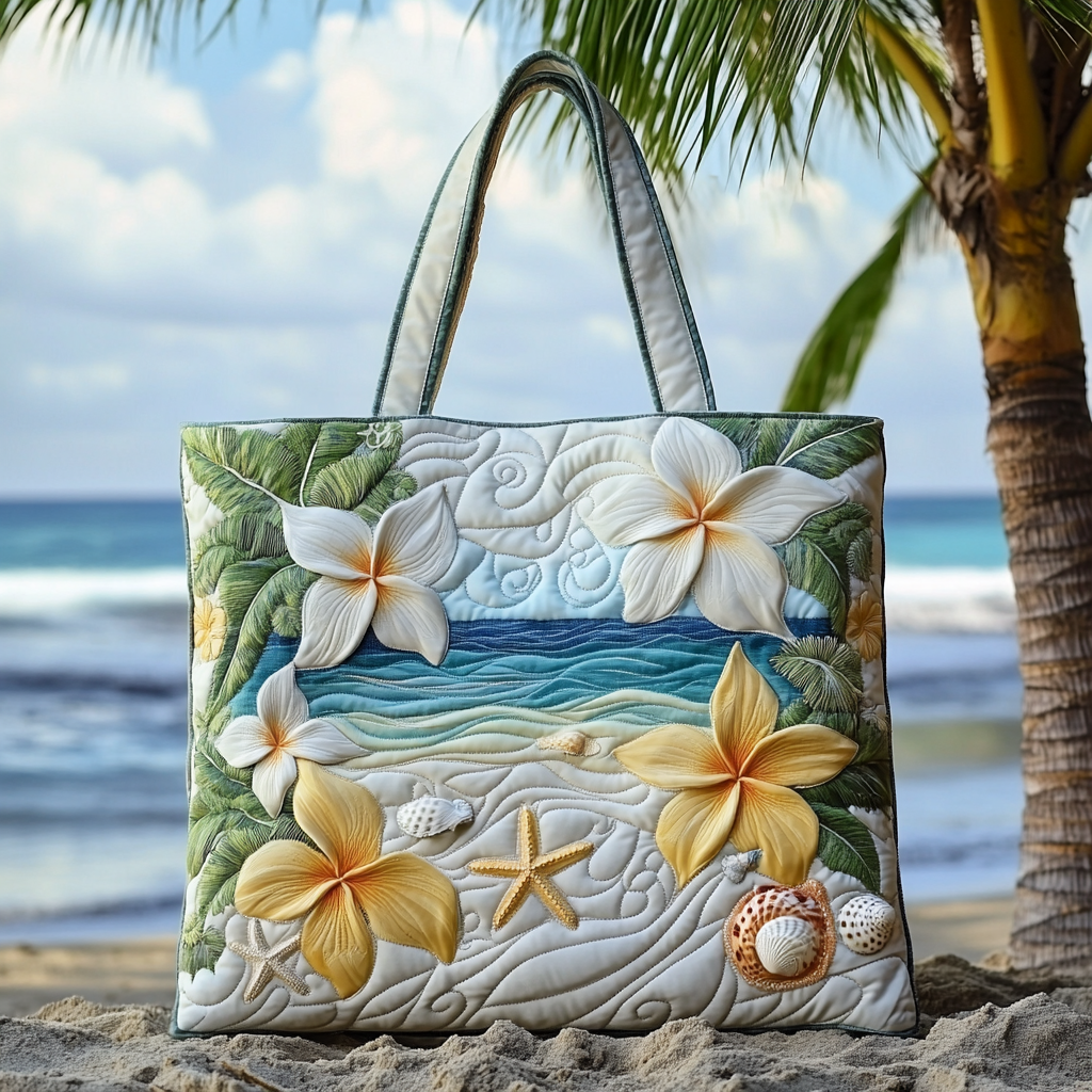 Seaside Garden Quilted Tote Bag Popular Womens Tote Bags Beach Lovers Gift Ideas
