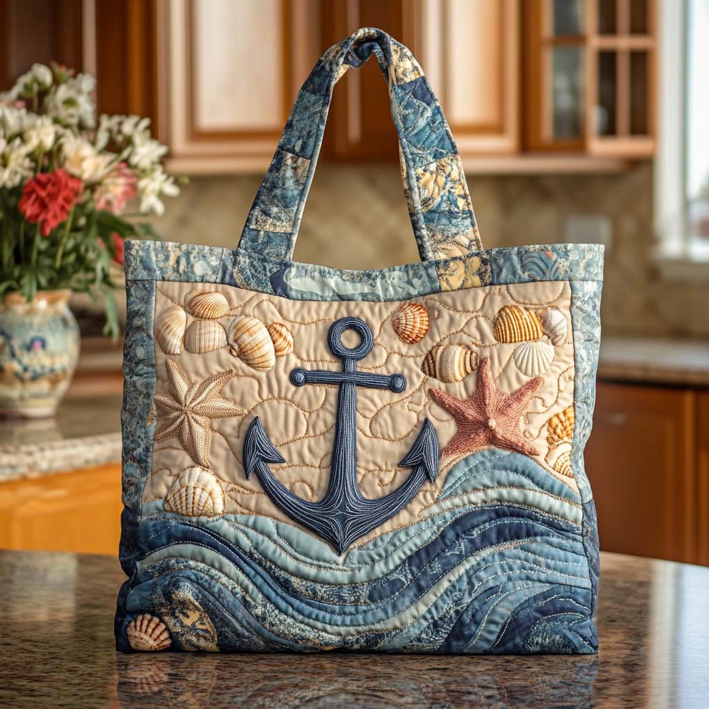 Seaside Grid Quilted Tote Bag Best Totes For Women Anchor Gifts Ocean