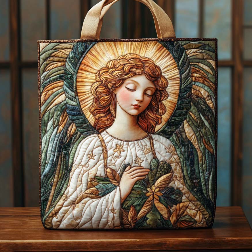 Serene Angel Glow Quilted Tote Bag Best Shoulder Tote Bag Great Christian Gifts