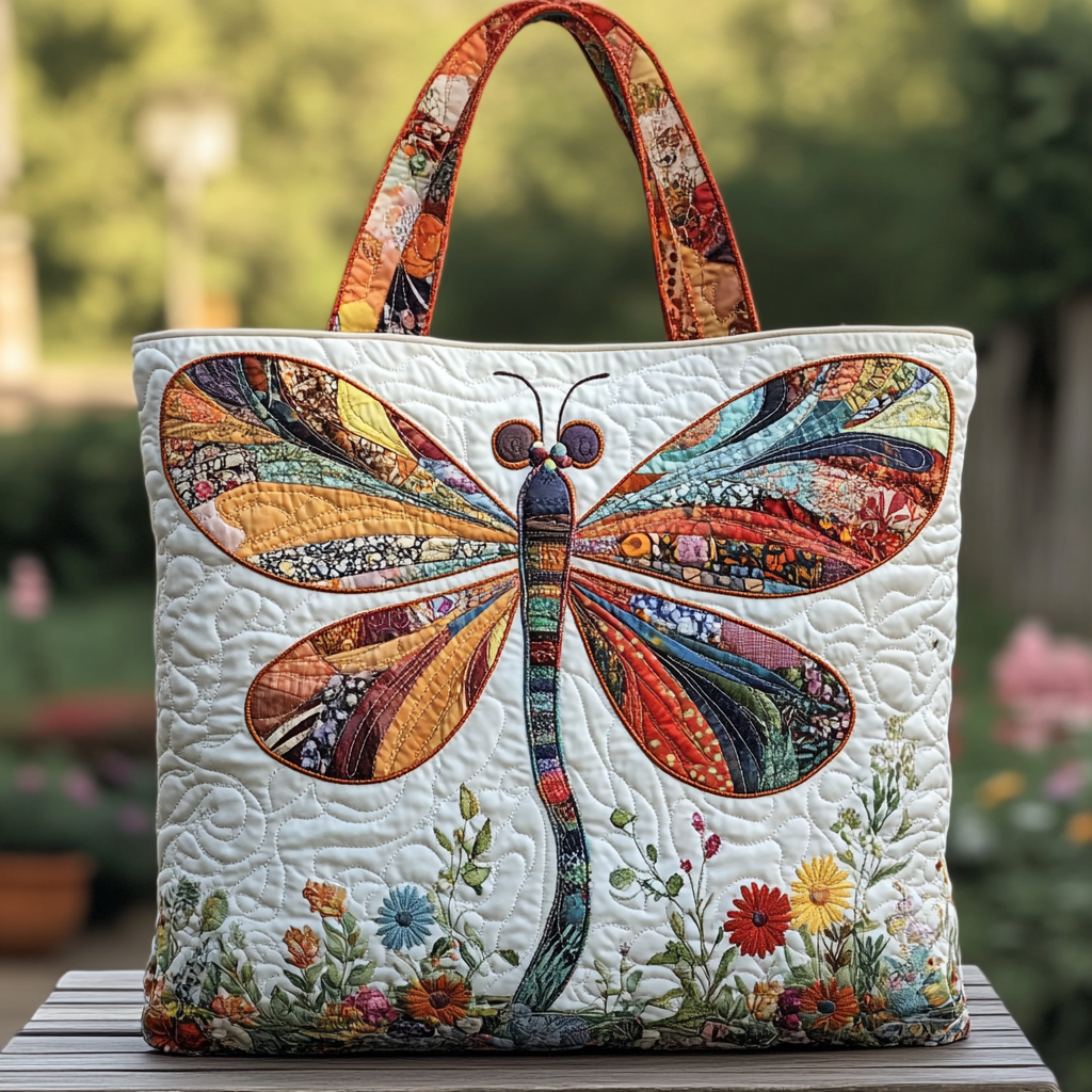 Serene Dragonfly Quilted Tote Bag Nice Tote Bags Dragonfly Gifts For Girl
