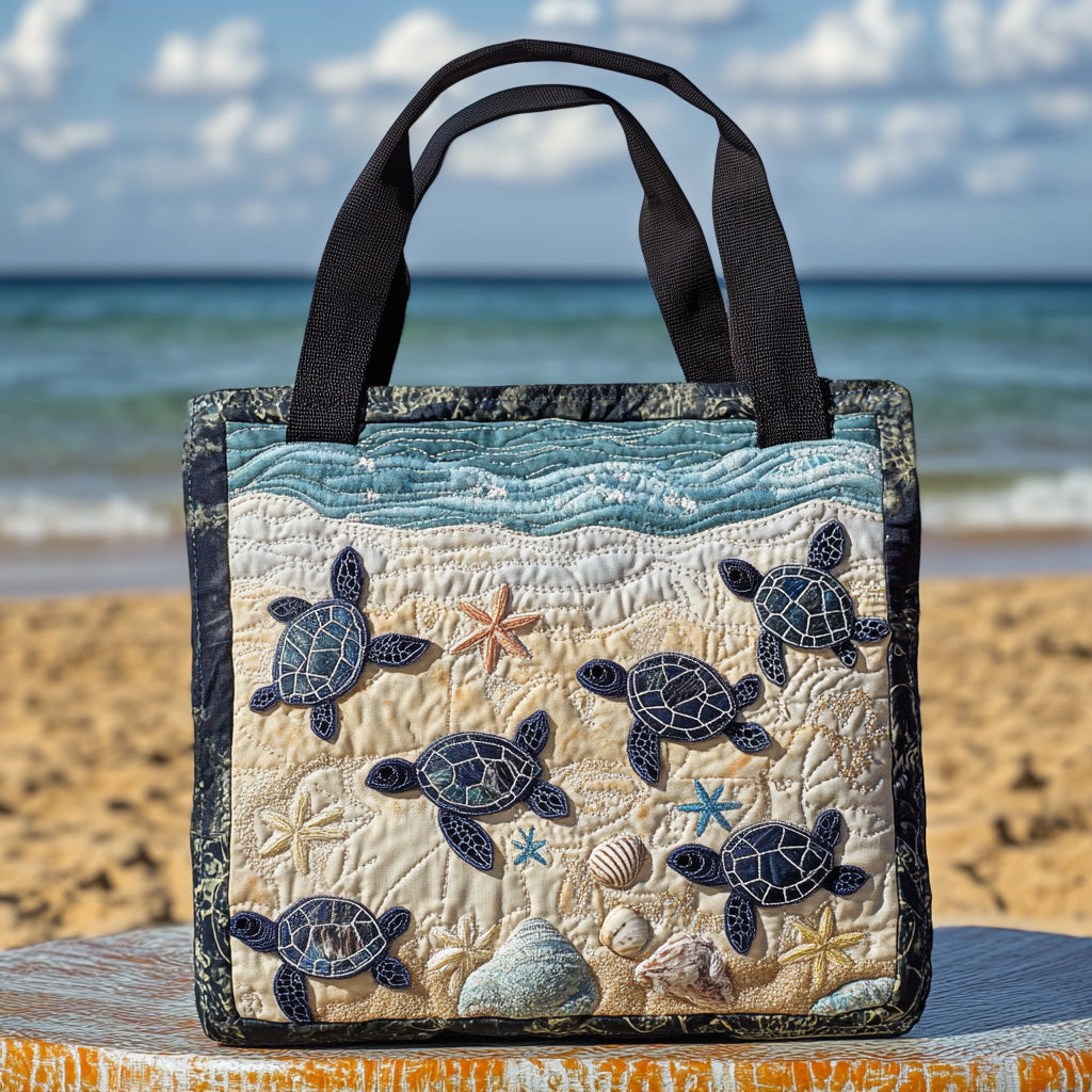 Serene Shell Quilted Tote Bag Trendy Tote Unique Sea Turtle Gifts