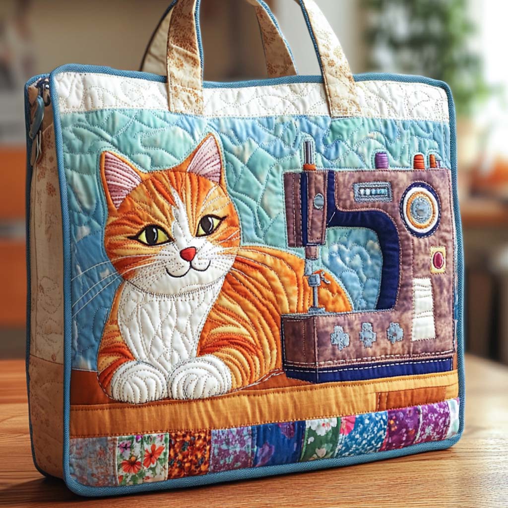 Sewing Buddy Cat Quilted Tote Bag Everyday Tote Bag Grandmother Mothers Day Gifts