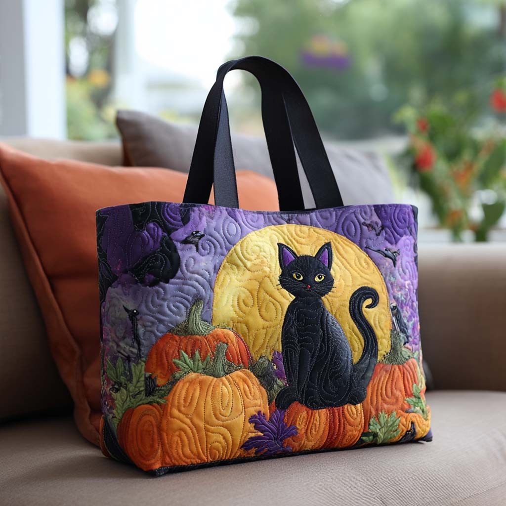 Shadow Cat Vibes Quilted Tote Bag Nice Tote Bags Gifts Cat Lovers