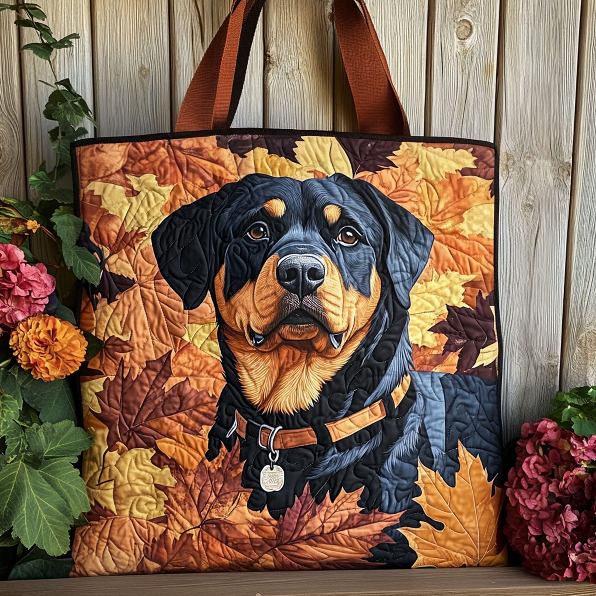 Shadow Rottweiler Quilted Tote Bag Best Tote Handbags Rottweiler Gifts Merchandise