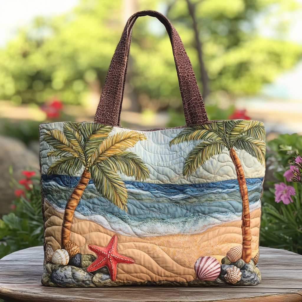 Shell Garden Quilted Tote Bag Best Mom Tote Bag Unique Beach Gifts