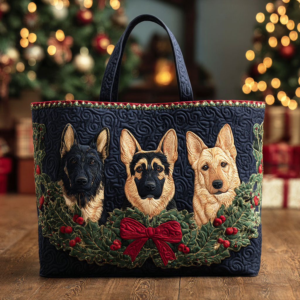 Shepherd Forest Quilted Tote Bag Xmas Handbags Good Gifts For Dog Lovers