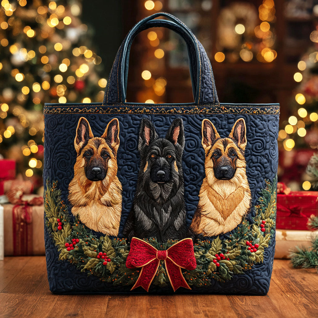 Shepherd Holiday Quilted Tote Bag Santa Claus Handbag Best Presents For Dog Owners