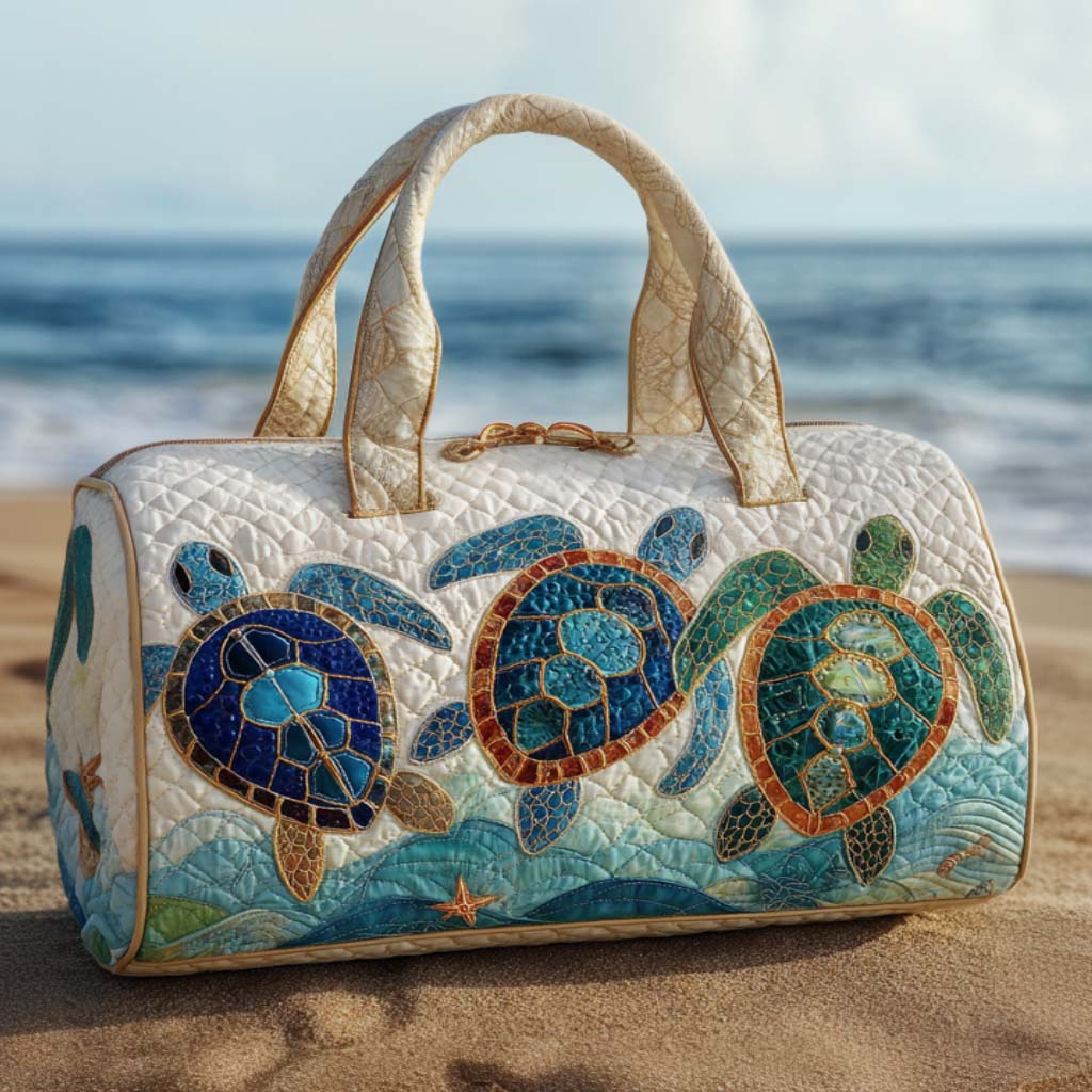Shore Friends Quilted Duffle Bag Cute Duffle Bag For Ladies Sea Turtle Merchandise