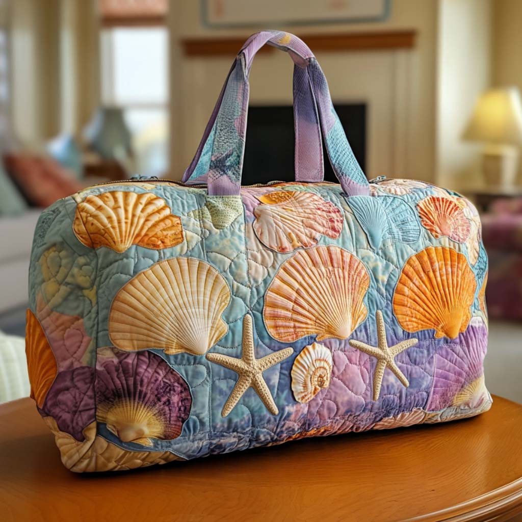 Shoreline Shells Quilted Duffle Bag Duffle Bag Travel Lighthouse Themed Gifts