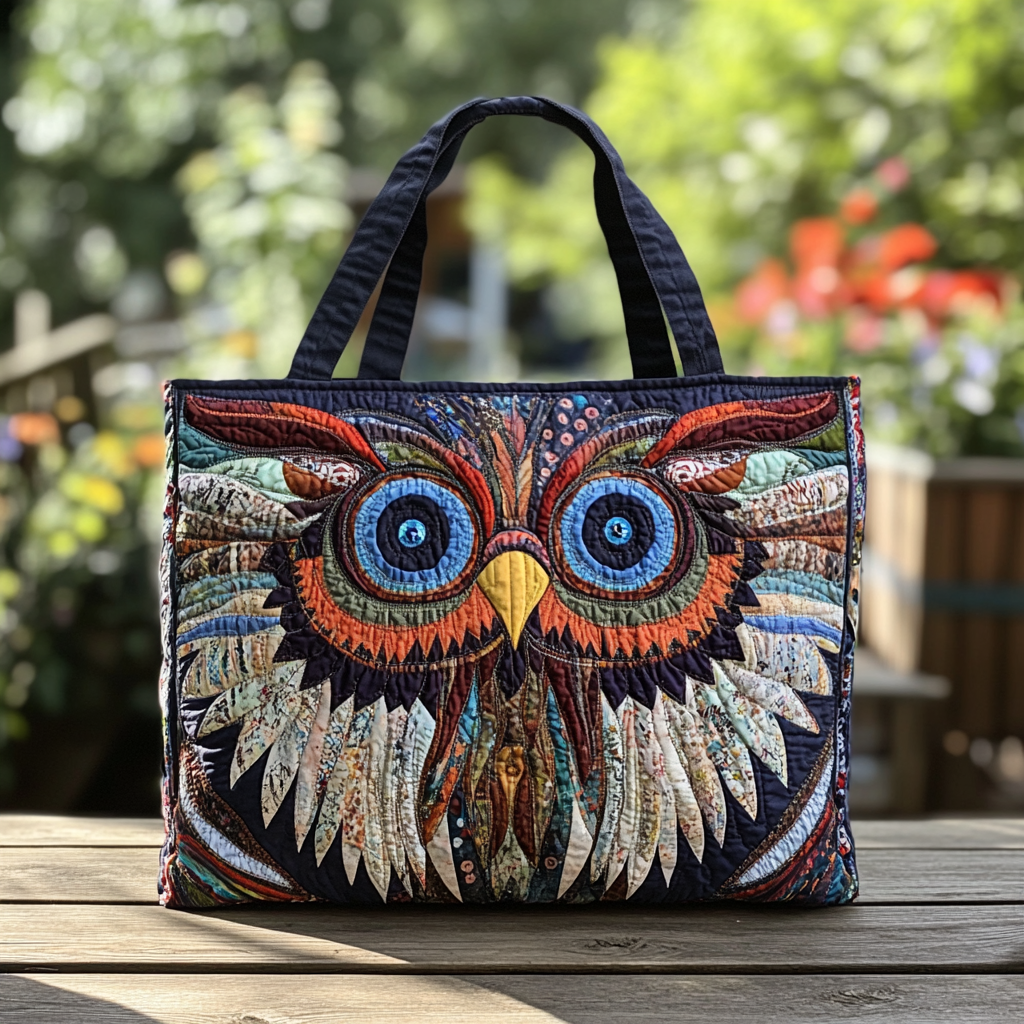 Silent Owl Quilted Tote Bag Best Everyday Tote Bag Great Best Gifts For Owl Lovers