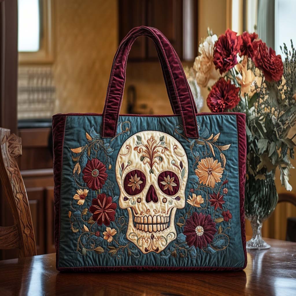 Skull Charm Quilted Tote Bag Ladies Shoulder Bags Skull Birthday Presents