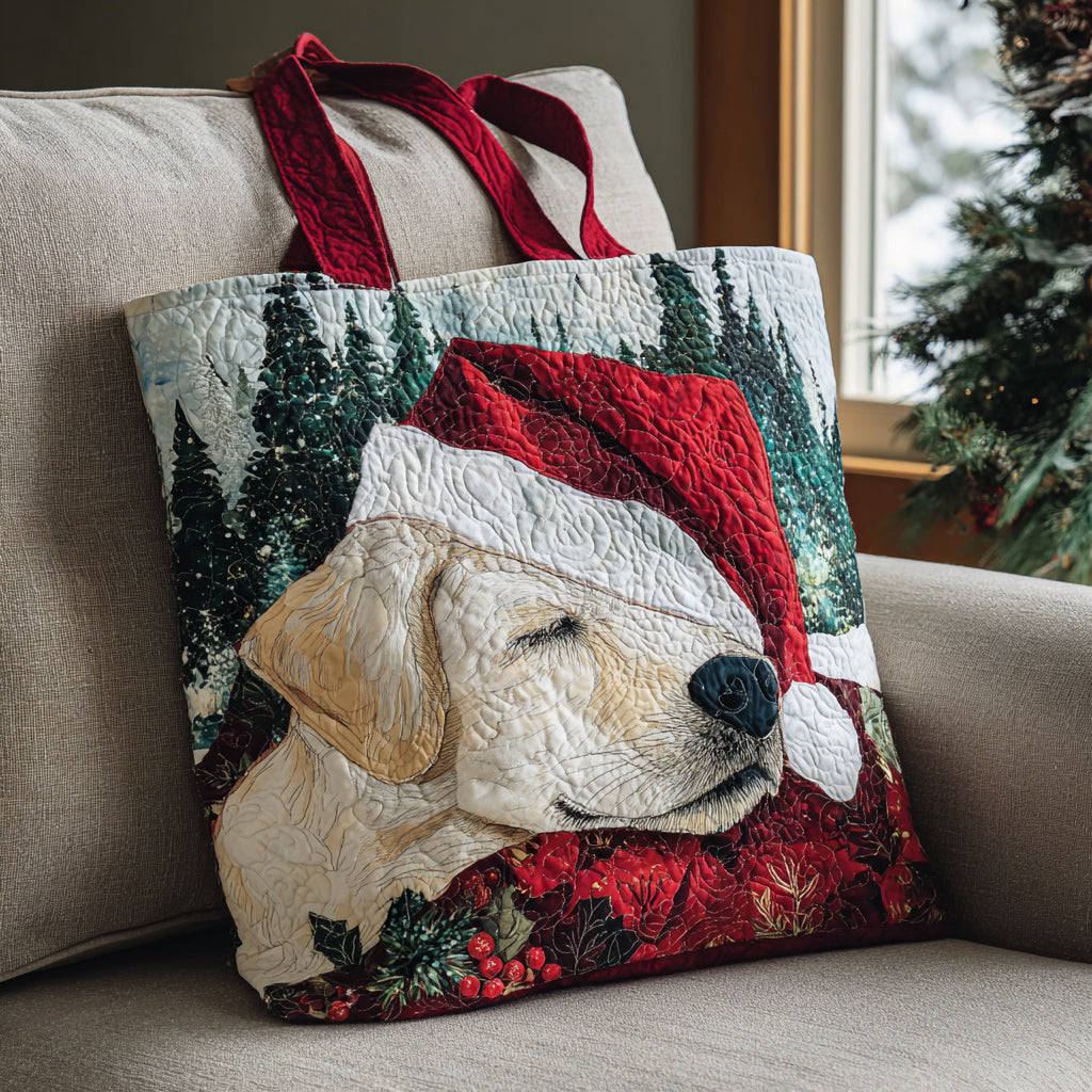 Sleepy Lab Claus Quilted Tote Bag Shoulder Bag Best Gifts For Labrador Retriever