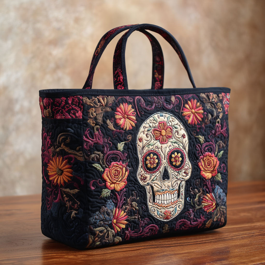 Smiling Bones Quilted Tote Bag Tote Bags For Women Day Of The Dead Ideas
