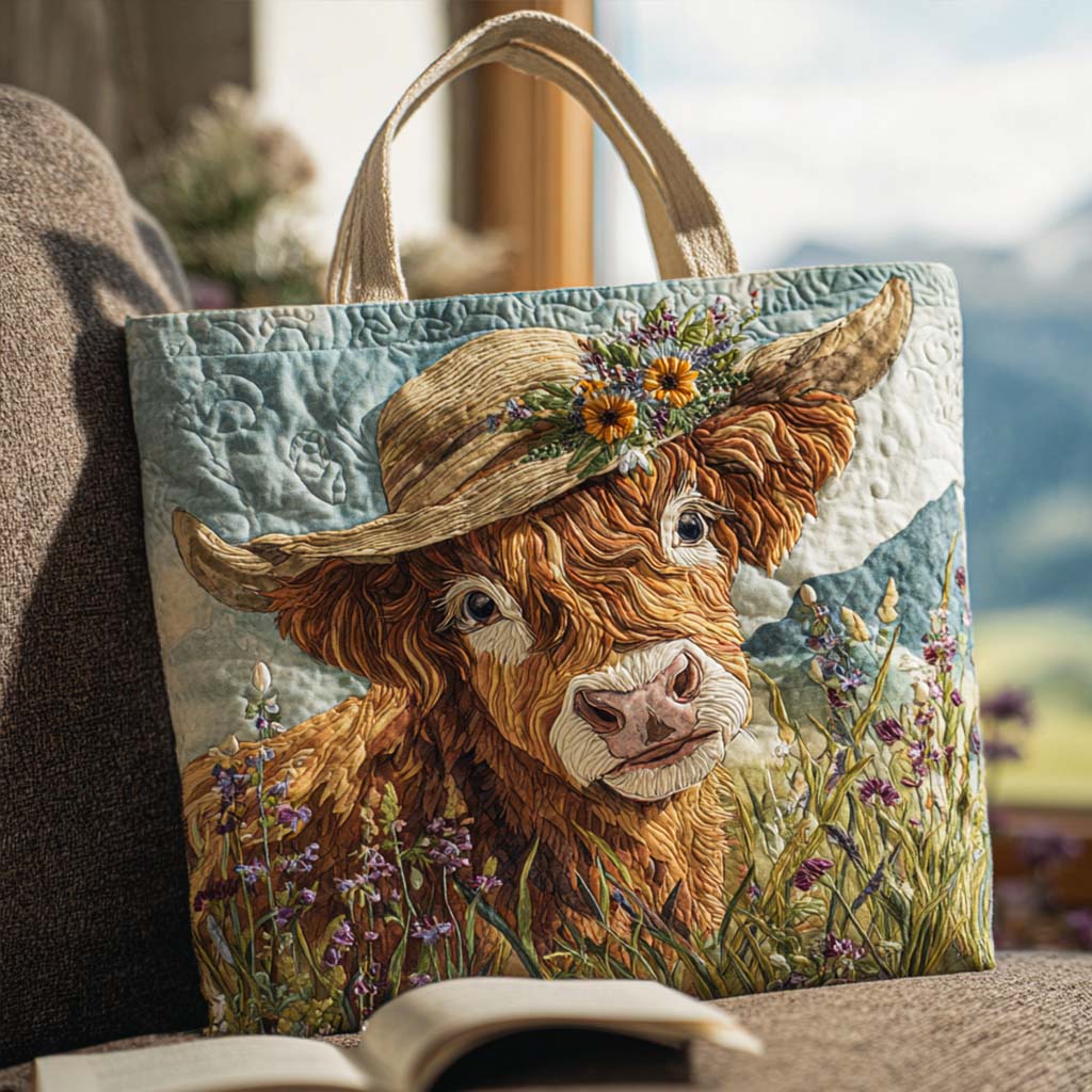 Soft Highlander Quilted Tote Bag Good Shoulder Bags Highland Cow Presents