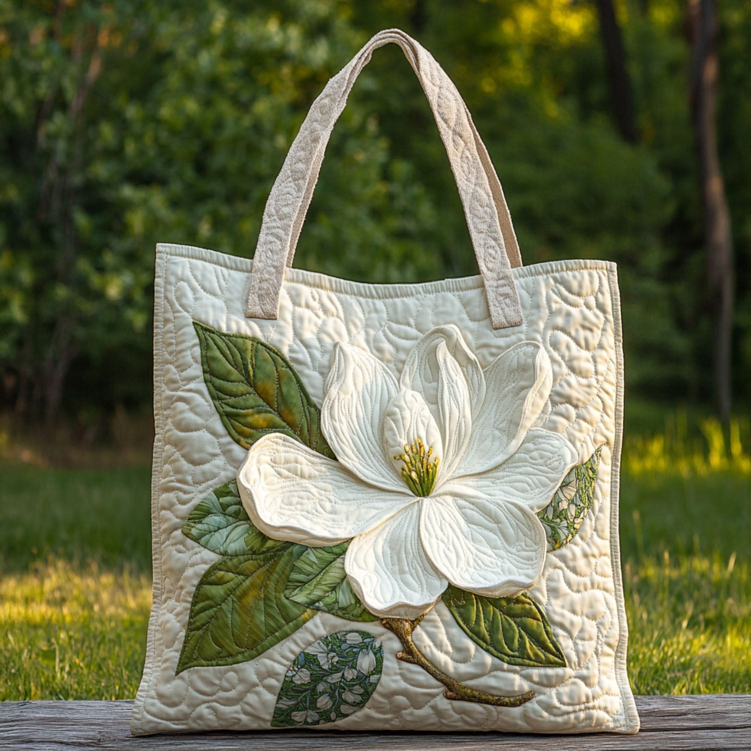 Soft Magnolia Quilted Tote Bag Patchwork Tote Bag Mum Present Ideas