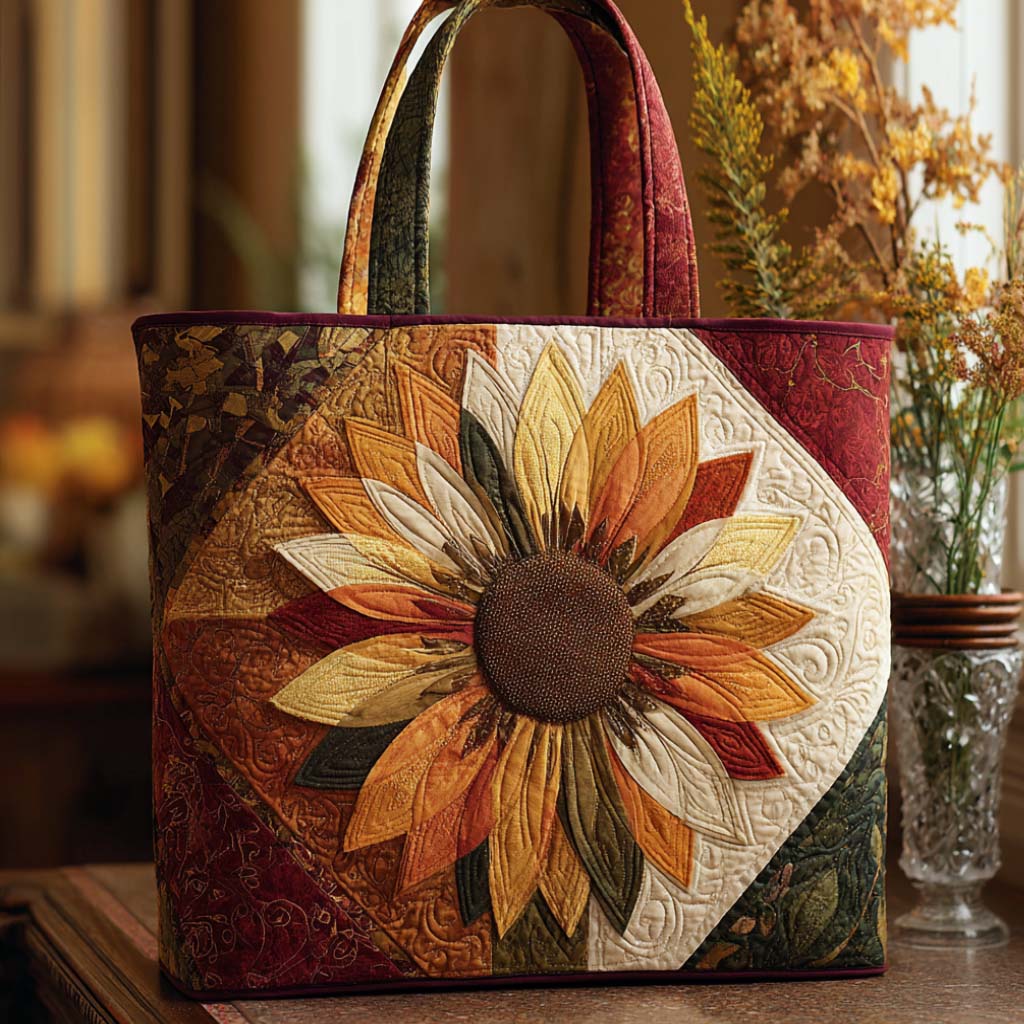 Soft Morning Quilted Tote Bag Famous Tote Bags Sunflower Gift Items
