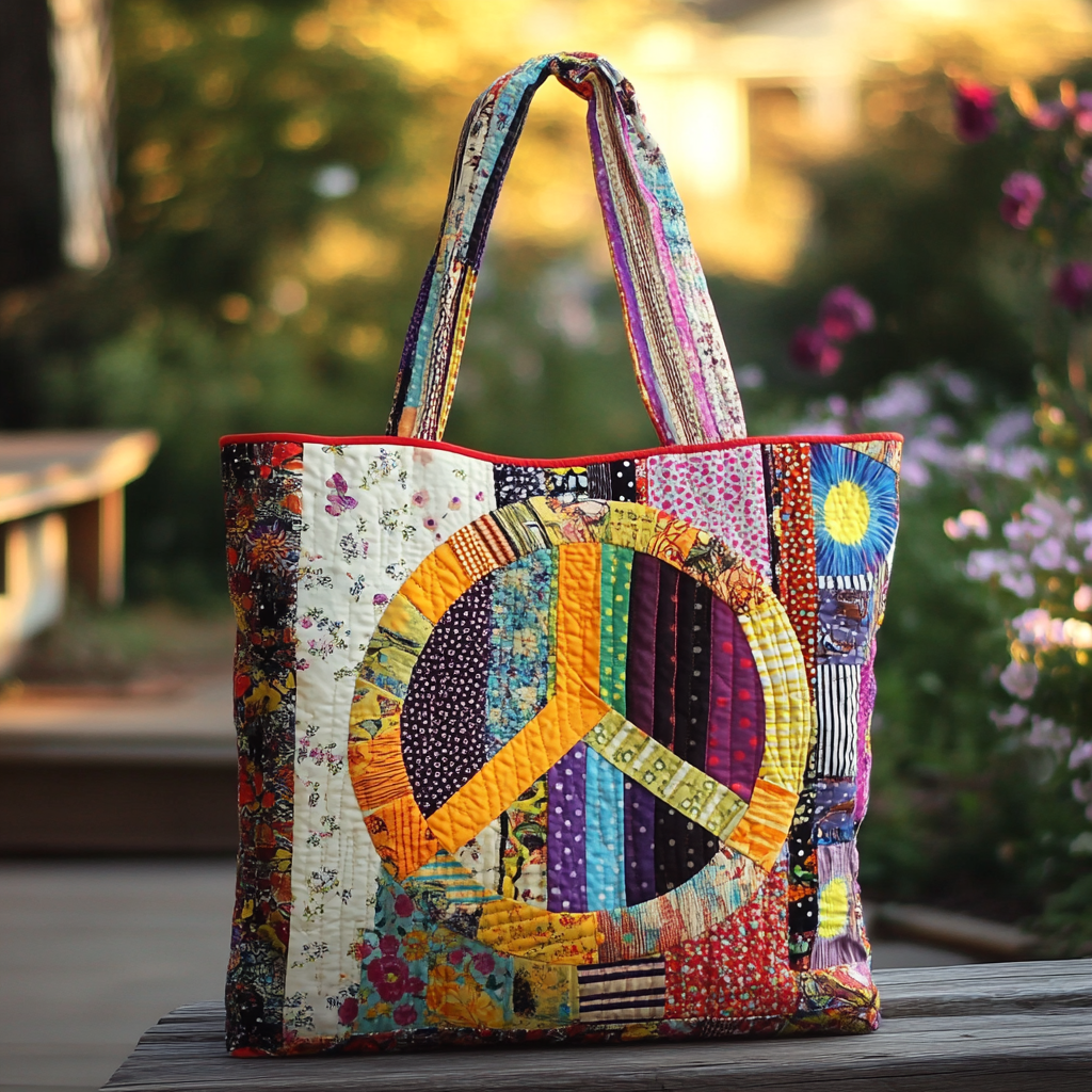 Soulful Stitch Quilted Tote Bag Tote Bags For Women Gifts For Hippie Mom