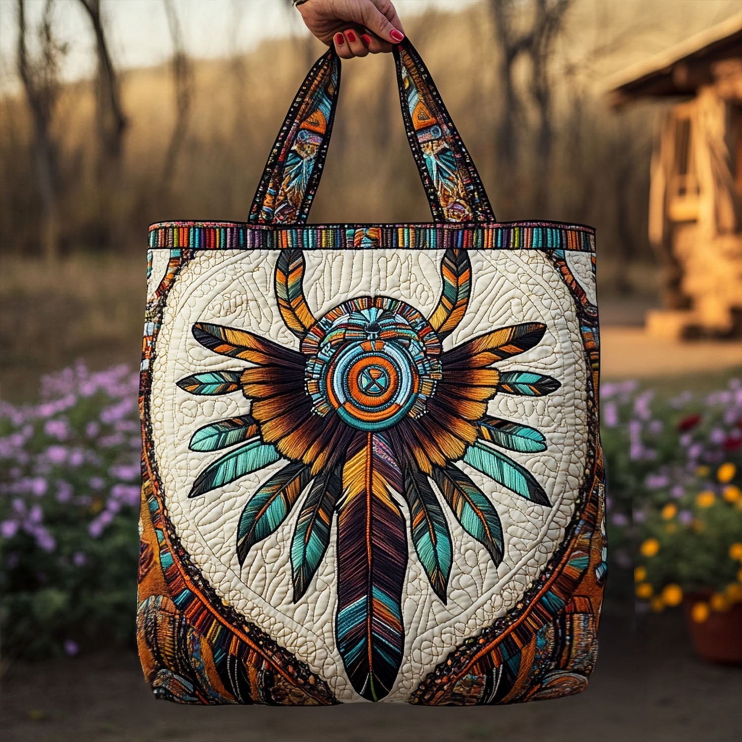 Spirit Thread Quilted Tote Bag Trendy Tote Native American Gift Shop