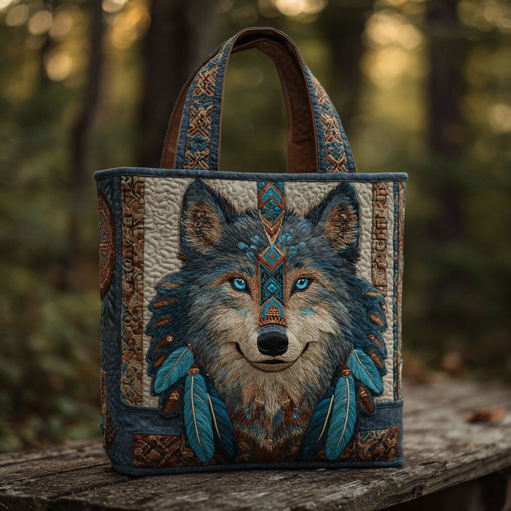 Spirit Wolf Quilted Tote Bag Shoulder Bags For Women Gift Ideas For Moms Birthday