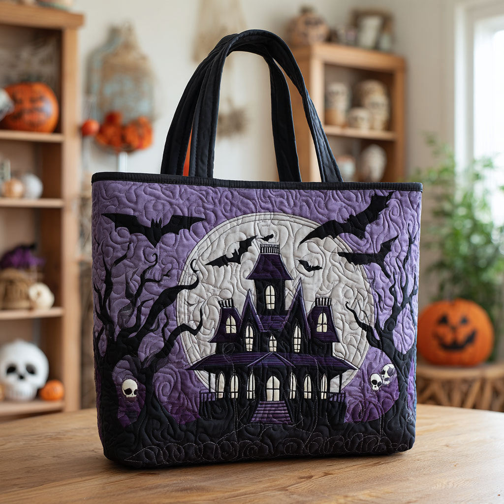 Spooky Moonlight Quilted Tote Bag Cute Tote Bags Halloween Gift Ideas For Adults