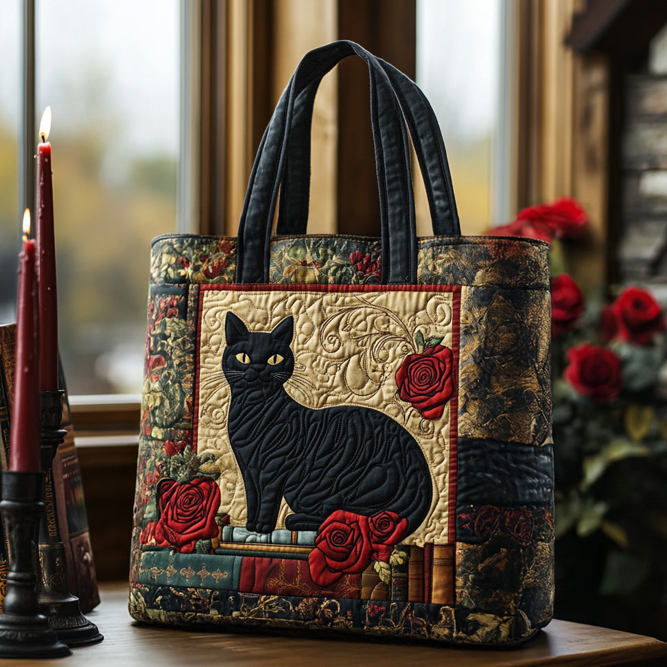 Spooky Paws Quilted Tote Bag Best Shoulder Bags Cat Lover Things