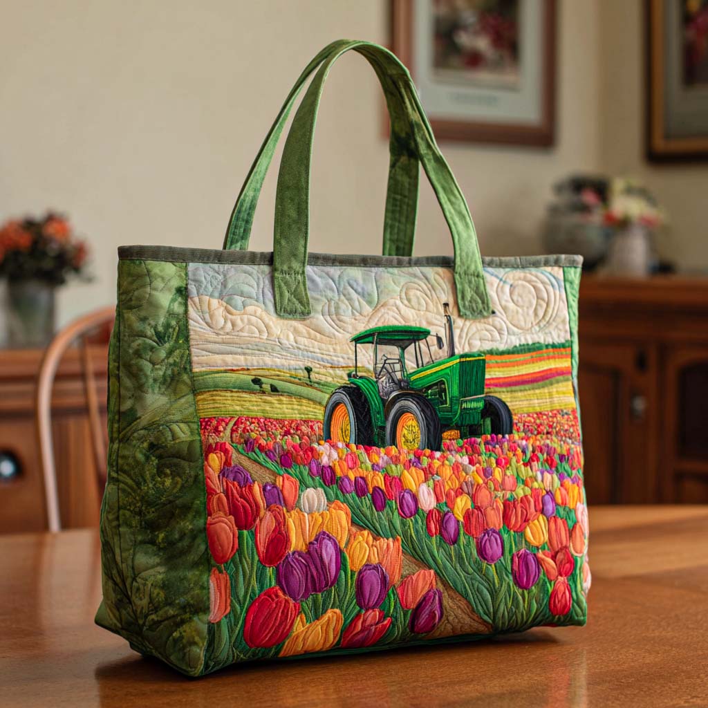 Springtime Tulip Joy Quilted Tote Bag Womens Shoulder Bags Tulip Gifts For Grandpa