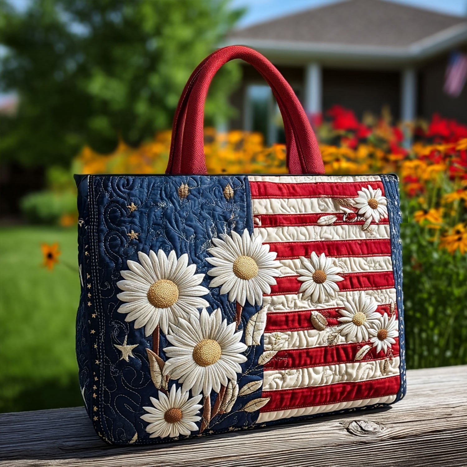 Star-Spangled Beauty Quilted Tote Bag Most Popular Tote Bags Best Patriotic Gifts