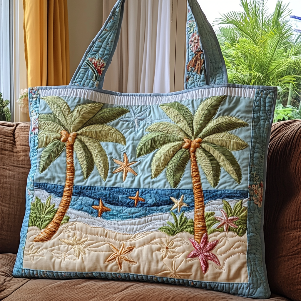Starfish Shore Quilted Tote Bag Women's Shoulder Handbags Beach Related Gifts