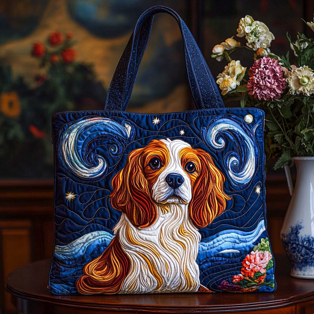 Starry Cavalier Quilted Tote Bag Best Totes Best Gifts For Pet Dog Lovers