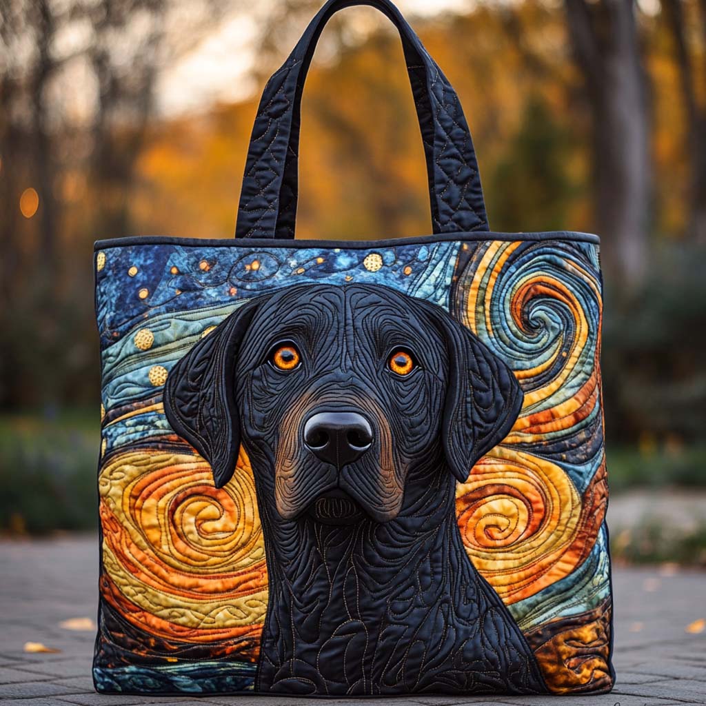 Starry Night Lab Quilted Tote Bag Shoulder Bag Cute Labrador Gifts For Dog Lovers