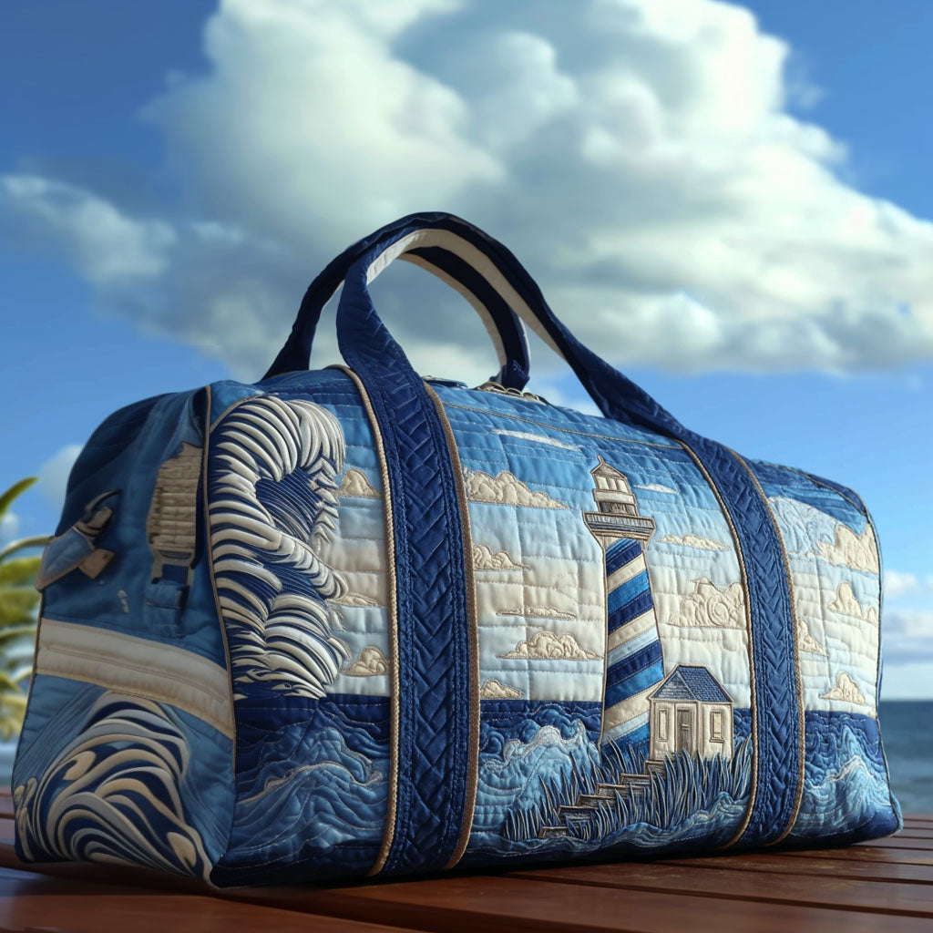Steady Glow Quilted Duffle Bag Big Gym Bag Gifts For Lighthouse Lovers