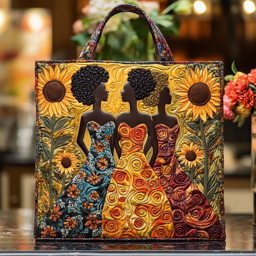 Strong Melanin Vibes Quilted Tote Bag Most Popular Shoulder Bags Melanin African American Gifts Stuff