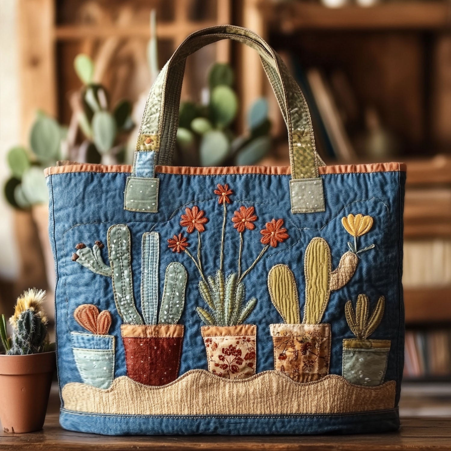 Succulent Whispers Quilted Tote Bag Best Bags For Women Gifts For Cactus Lovers