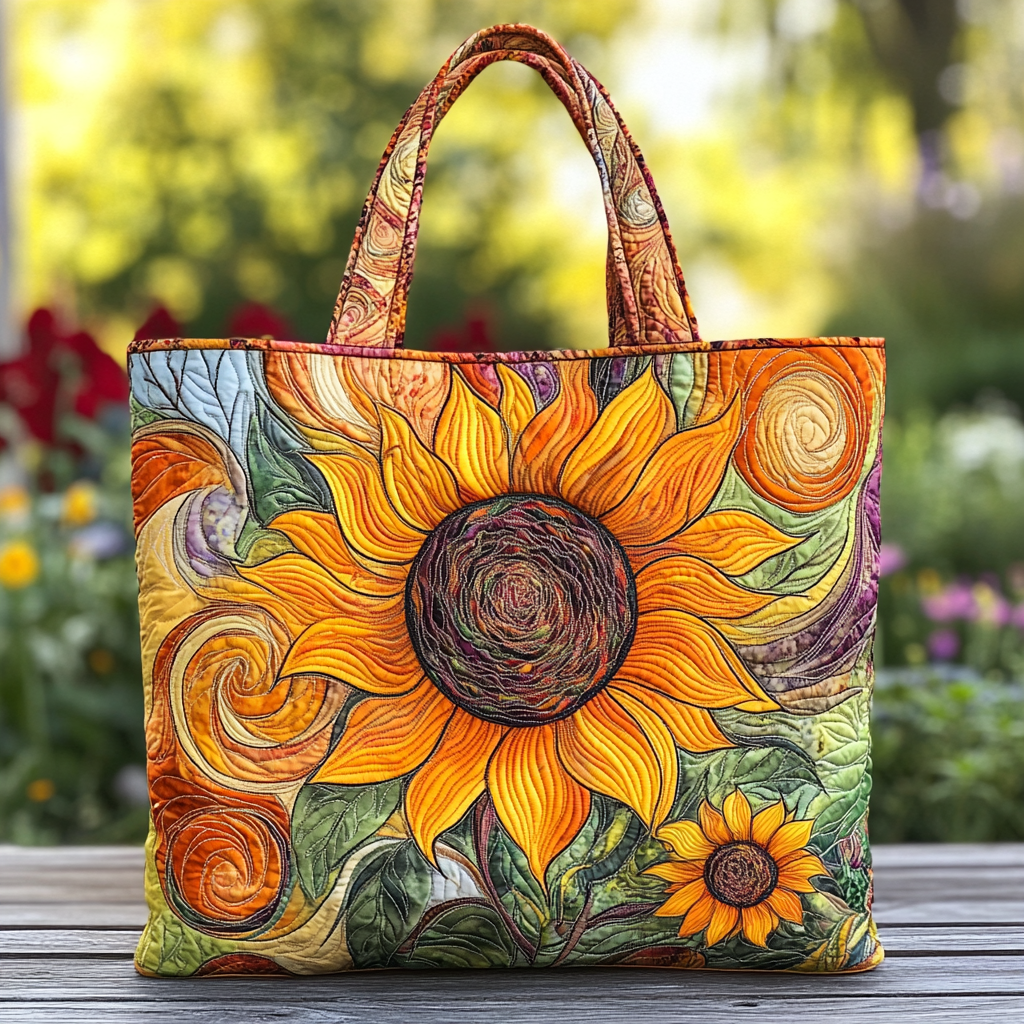 Sunflower Charm Quilted Tote Bag Tote Bags For Women Sunflower Gifts For Her