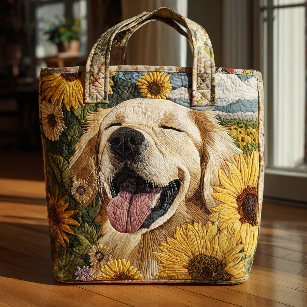 Sunflower Golden Retriever Quilted Tote Bag Best Handbag Best Gifts To Get Your Mom