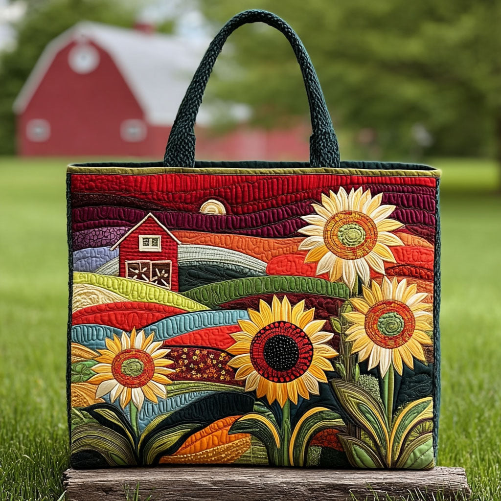 Sunflower Grove Quilted Tote Bag Best Shoulder Bags For Everyday Sunflower Gift Items
