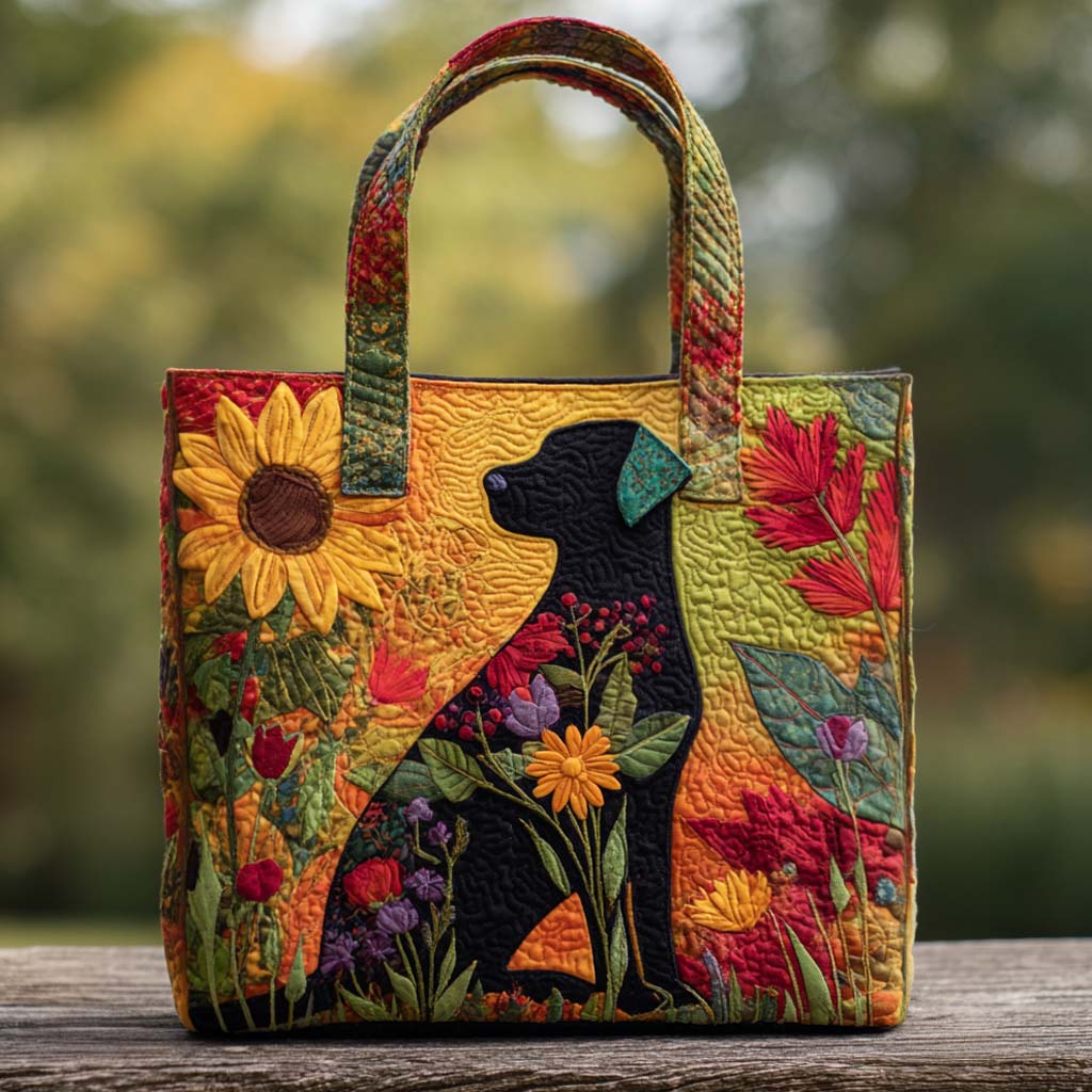 Sunflower Lab Quilted Tote Bag Shoulder Bag Vintage Labrador Retriever Gifts