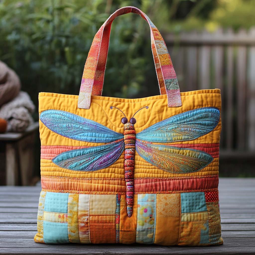 Sunlit Pathway Quilted Tote Bag Good Shoulder Bags Novelty Dragonfly Gifts
