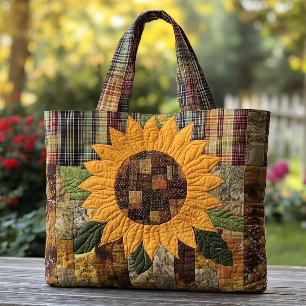 Sunny Bloom Quilted Tote Bag Best Shoulder Bag For Women Sunflower Gifts For Her