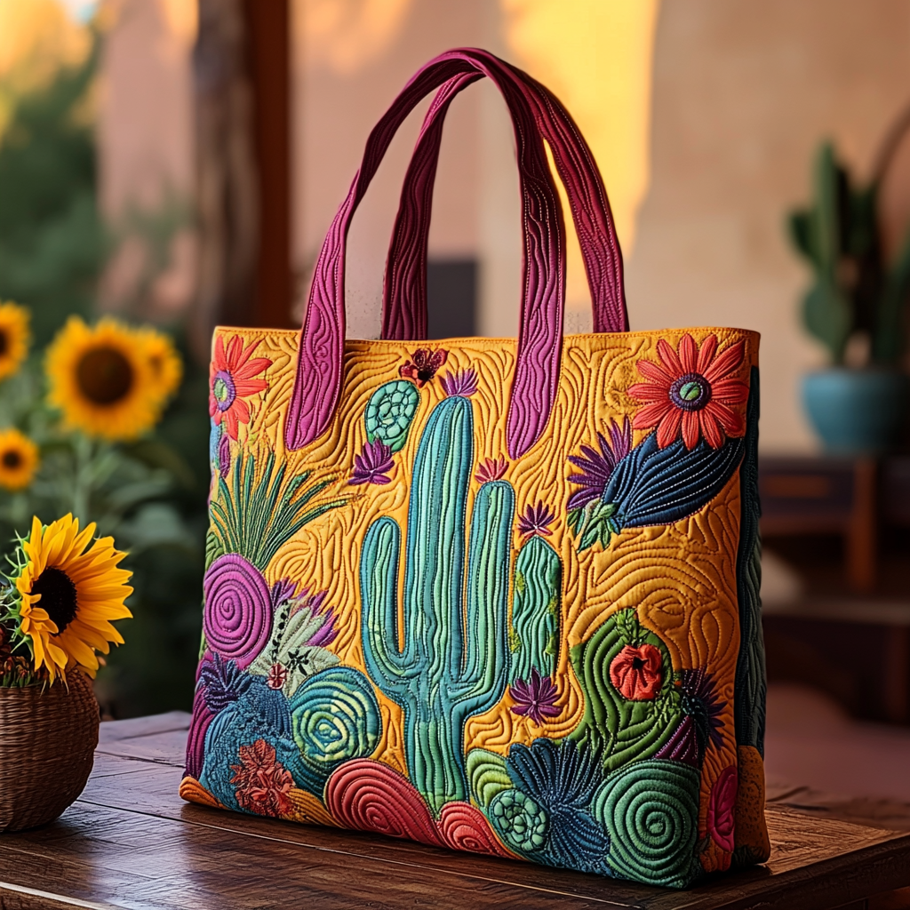 Sunny Bloom Quilted Tote Bag Popular Designer Tote Bags Mexican Themed Presents