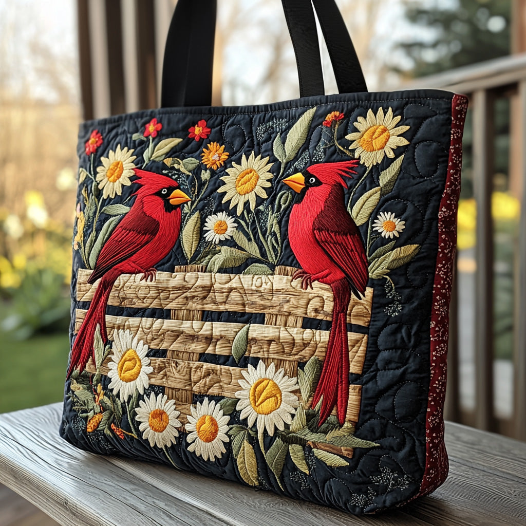 Sunny Cardinal Quilted Tote Bag Shoulder Handbag Red Cardinal Gift Items