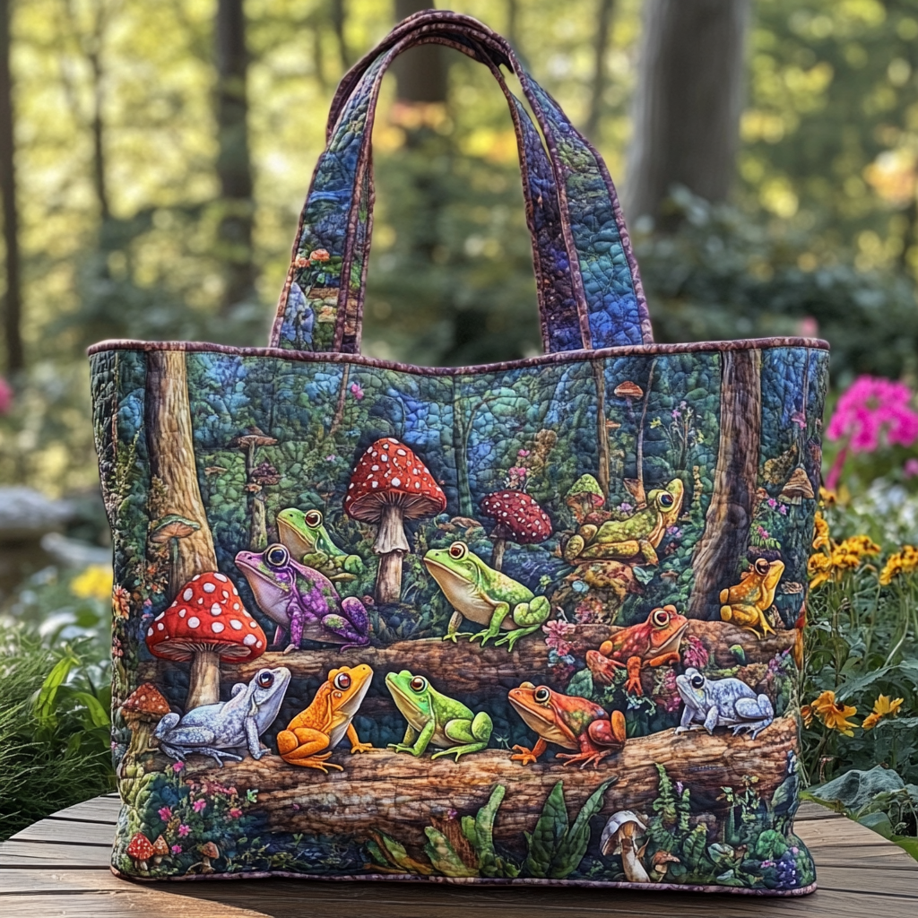 Sunny Frog Quilted Tote Bag The Best Tote Frog Items For Gifts