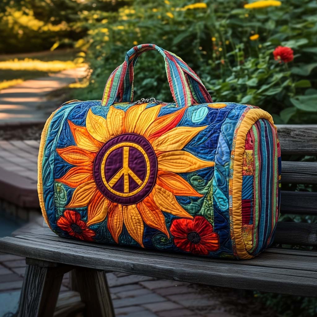Sunny Peace Quilted Duffle Bag Small Duffle Bag Women Hippy Gifts For Him