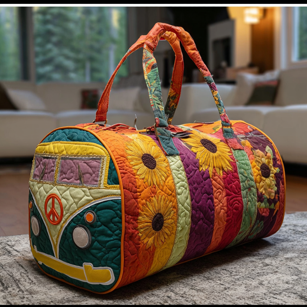 Sunny Ride Quilted Duffle Bag Best Women's Travel Duffle Bag Gifts For Aging Hippies
